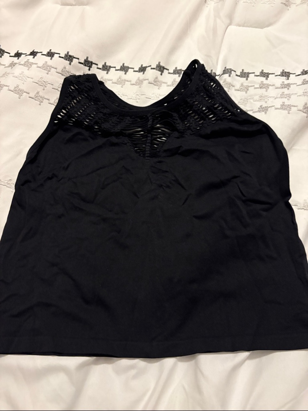 Buckle women’s black Crochet Yoke Tank Top